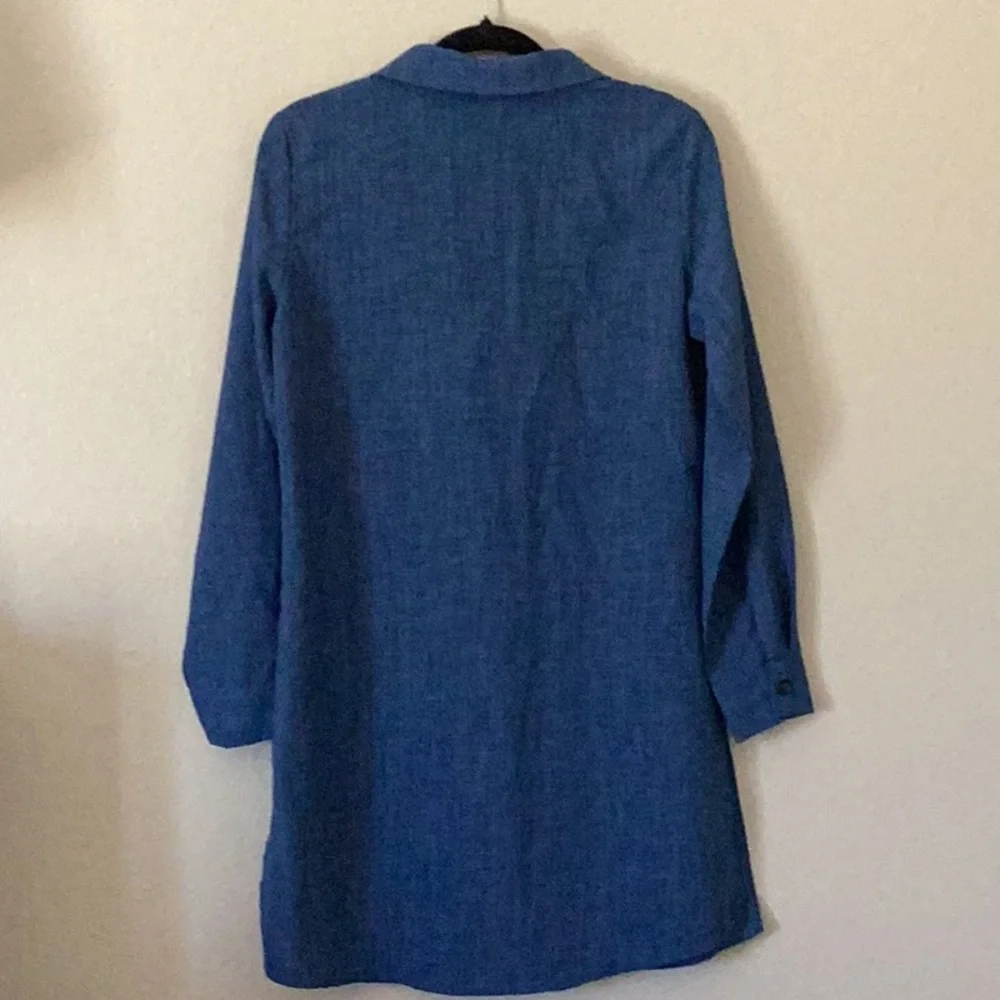Blue Lace-Up Long Sleeve Dress - Picture 2 of 2